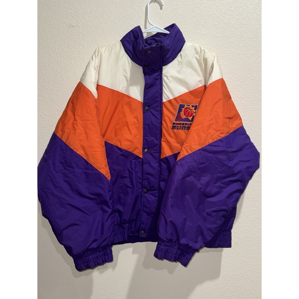 Phoenix Suns Logo 7 Jacket Cost Men's L Purple Zip NBA 90s